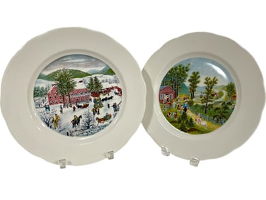 PAIR OF GRANDMA MOSES LIMITED EDITION PLATES 12"