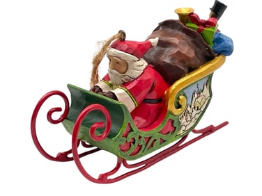 JIM SHORE SANTA IN SLEIGH ORNAMENT