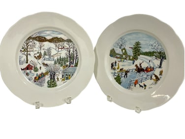 PAIR OF GRANDMA MOSES LIMITED EDITION PLATES 12"