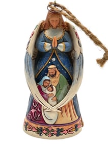 JIM SHORE SIGNED ANGEL WITH HOLY FAMILY ORNAMENT