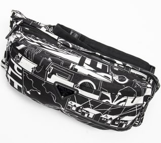 PRADA BELT BAG  BLACK/WHITE TESSUTO COMICS