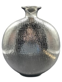 TEXTURED SILVER VASE 14.5"