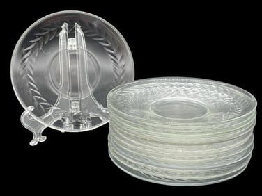 VINTAGE ETCHED GLASS PLATES SET OF 13
