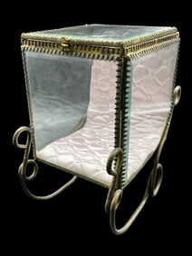 LISBETH DAHL BRASS GLASS JEWELRY BOX LG