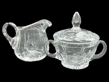 VINTAGE CRYSTAL SUGAR AND CREAMER SET