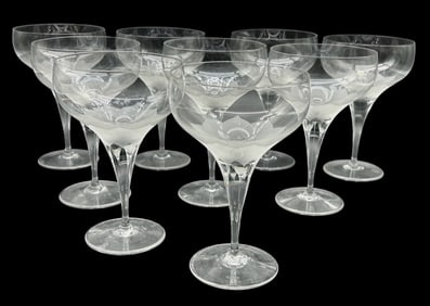 ROSENTHAL LOTUS BLOSSOM CHAMPAGNE GLASS SET (9)