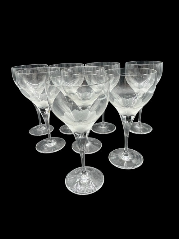 ROSENTHAL LOTUS BLOSSOM WINE GLASS SET (10): ROSENTHAL LOTUS BLOSSOM WINE GLASS SET of 10 6' H APPROX VERY GOOD PREOWNED CONDITION KK 9/10 #28