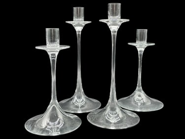 NILS LANDBERG FOR ORREFORS 4 CANDLESTICK HOLDERS