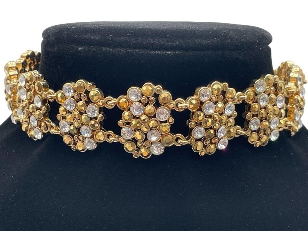 ST. JOHN GOLD SWAROVSKI CHOKER NECKLACE IN BOX (1 of 5)