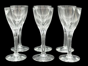 ORREFORS SWEDEN SET OF 6 MINI WINE GLASSES 4.5"