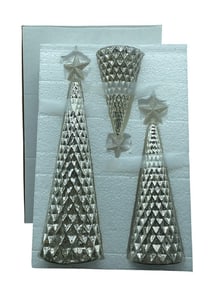 SET OF 3 DECORATIVE GLASS CHRISTMAS TREES