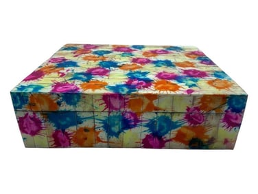 NEW! TOZAI HANDMADE COLORFUL PAINT TILE BOX 10"