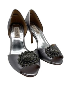 BADGLEY MISCHKA LEATHER D'ORSAY JEWELED PUMP 6