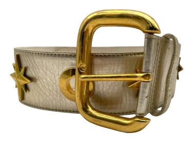 ESCADA SILVER GOLD THICK LEATHER BELT