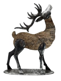 WOOD AND METAL REINDEER FIGURINE 19"