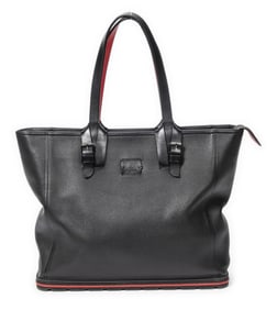 LOUBOUTIN BUCKLE SHOPPING TOTE BLACK/RED