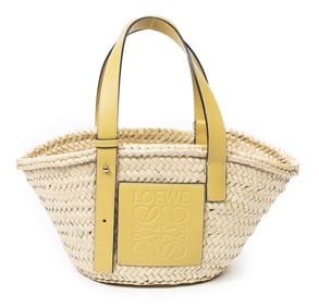 LOEWE SMALL PANIER BASKET TOTE BEIGE/YELLOW