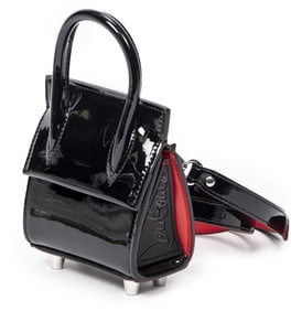 LOUBOUTIN NANO PALOMA TOP HANDLE BLACK/RED BAG