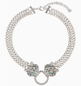 NIB EYECANDY LA SILVER JAG NECKLACE
