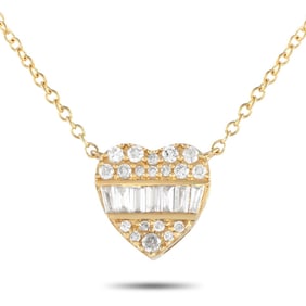 LB EXCLUSIVE 14K GOLD & DIAMOND HEART NECKLACE 1.6