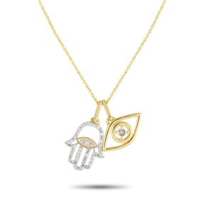 LB EXCLUSIVE 14K GOLD & DIAMOND HAMSA NECKLACE 2G