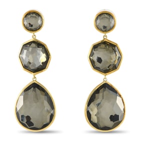 IPPOLITA 18K GOLD QUARTZ EARRINGS 23.6 G