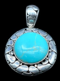 TURQUOISE & STERLING SILVER PENDANT 2" 20G