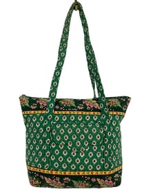 VINTAGE VERA BRADLEY GREEN FLORAL TOTE BAG