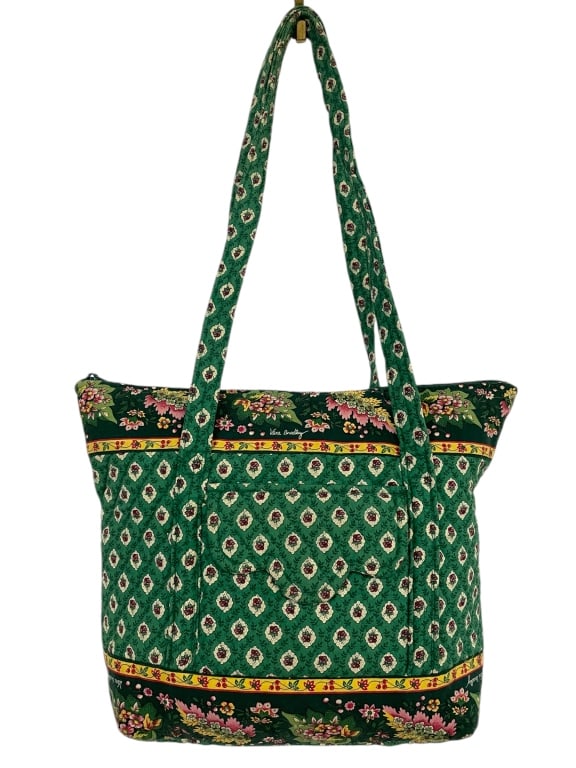 VINTAGE VERA BRADLEY GREEN FLORAL TOTE BAG (1 of 6)