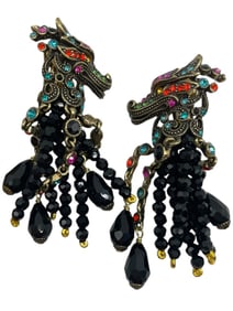 HEIDI DAUS DRAGON EARRINGS SWAROVSKI CRYSTALS VIN