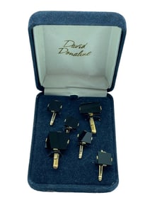 DAVID DONAHUE BLACK ONYX STYLE CUFF LINKS SET