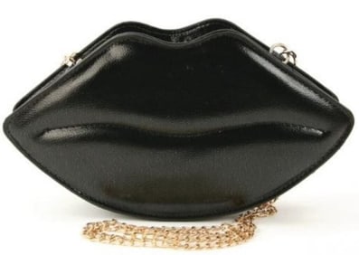 NEW SLEEPYVILLE BLACK SHINING LIPS CROSSBODY BAG
