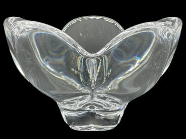ORREFORS SWEDEN CRYSTAL FIVE PETAL BOWL