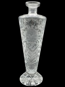 ANTIQUE CUT CRYSTAL FLORAL VASE