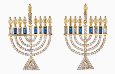 NIB EYECANDY LA HAPPY HANNUKAH MENORAH EARRINGS