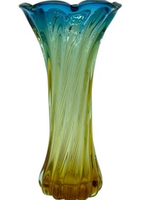 MURANO STYLE MULTICOLOR ART GLASS VASE 11.5"