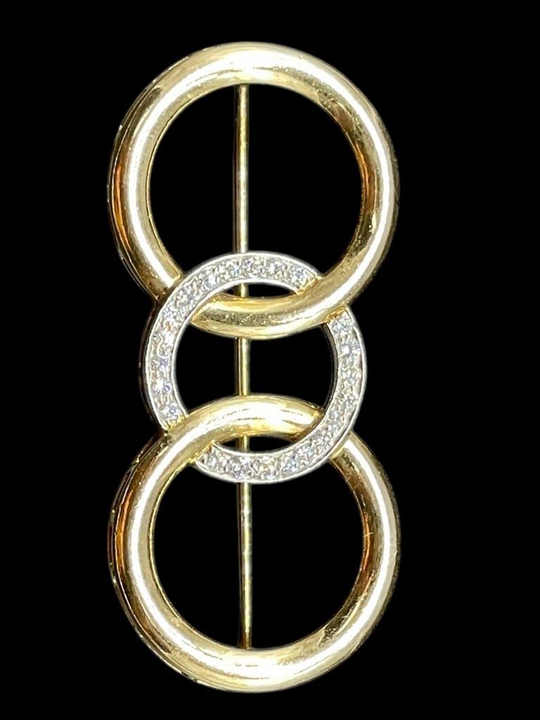 14K GP TIFFANY STYLE GP TRI RING BROOCH PIN (1 of 6)