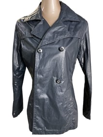 LOTTUSSE LADIES BLACK  LEATHER COAT SZ 40