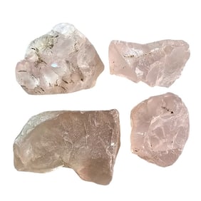 140 CT ROUGH ROSE QUARTZ GEMSTONES LOT OF 4 PCS