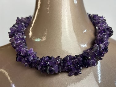AMETHYST POLISHED BIB NECKLACE 18"