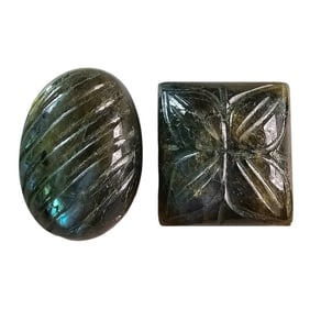 60.30 CT CARVED LABRADORITE GEMSTONES LOT OF 2