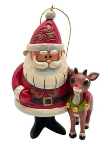 JIM SHORE SANTA AND RUDOLPH ORNAMENT