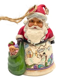 JIM SHORE SIGNED SANTA WINTER SCENE ORNAMENT