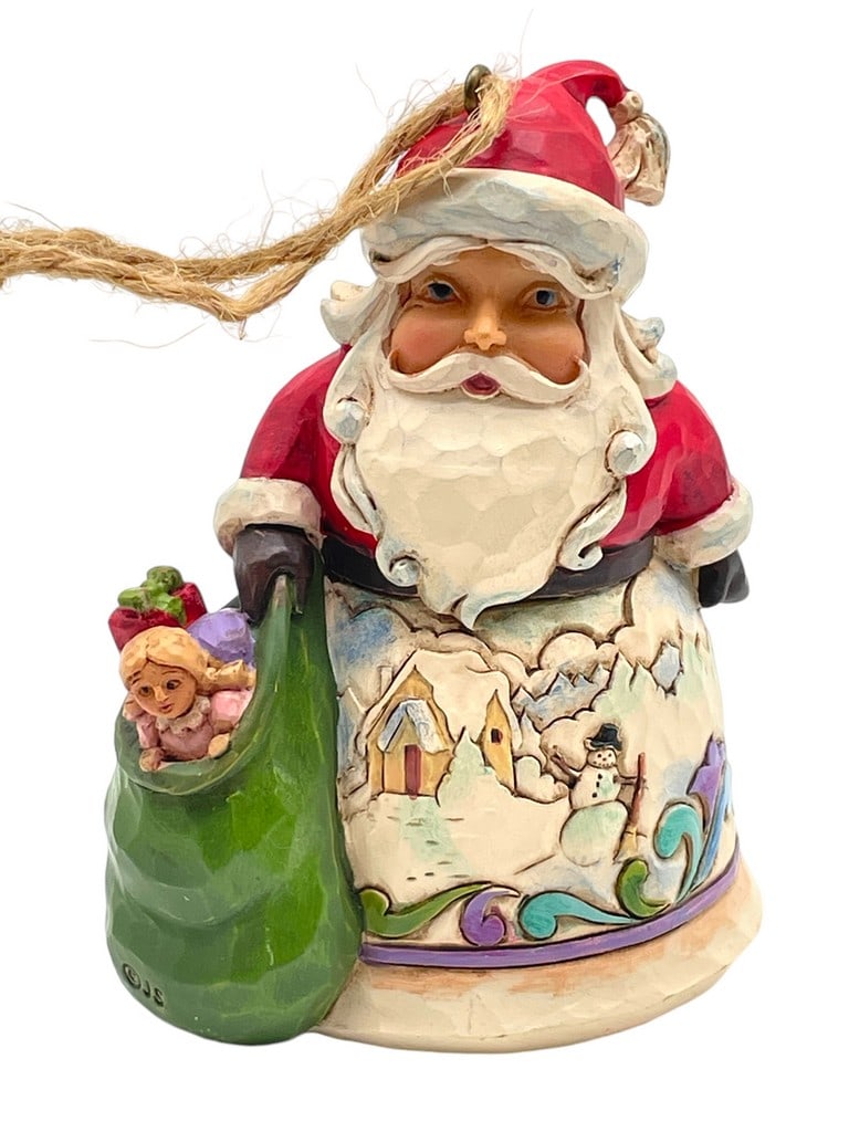 JIM SHORE SIGNED SANTA WINTER SCENE ORNAMENT: JIM SHORE SIGNED SANTA WINTER SCENE ORNAMENT -VERY GOOD CONDITION -SIGNED BY JIM SHORE -APPROX 3.5" TALL -JA 111924 #6 ***Please note that due to limited storage space, all items must be picked up wit