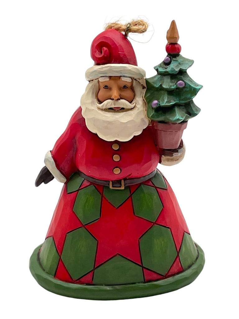 JIM SHORE SIGNED SANTA WITH TREE ORNAMENT: JIM SHORE SIGNED SANTA WITH TREE ORNAMENT -VERY GOOD CONDITION -SIGNED BY JIM SHORE -APPROX 4" TALL -JA 111924 #6 ***Please note that due to limited storage space, all items must be picked up within 1
