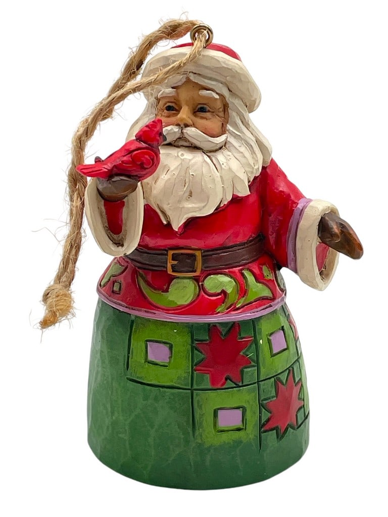 JIM SHORE SIGNED SANTA WITH CARDINAL ORNAMENT: JIM SHORE SIGNED SANTA WITH CARDINAL ORNAMENT -VERY GOOD CONDITION -SIGNED BY JIM SHORE -APPROX 3.5" TALL -JA 111924 #6 ***Please note that due to limited storage space, all items must be picked up wi
