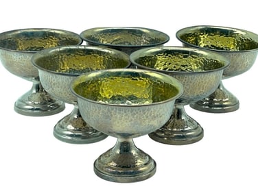 SET OF 6 STERLING SILVER CAVIER DISH GOBLETS 356G