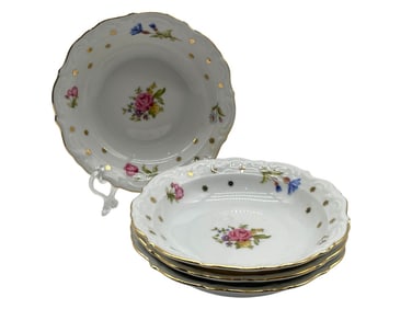 ROYAL HEIDELBERG GERMANY SET OF 4 FLORAL BOWLS