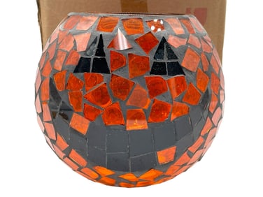 NIB MOSAIC PUMPKIN CANDLE HOLDER
