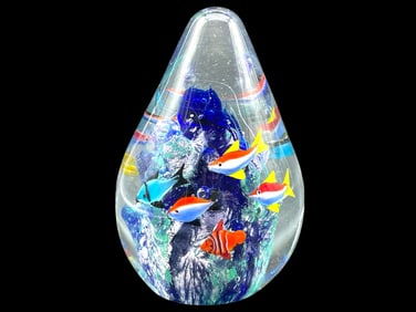 MURANO STYLE AQUARIUM GLASS PAPERWEIGHT